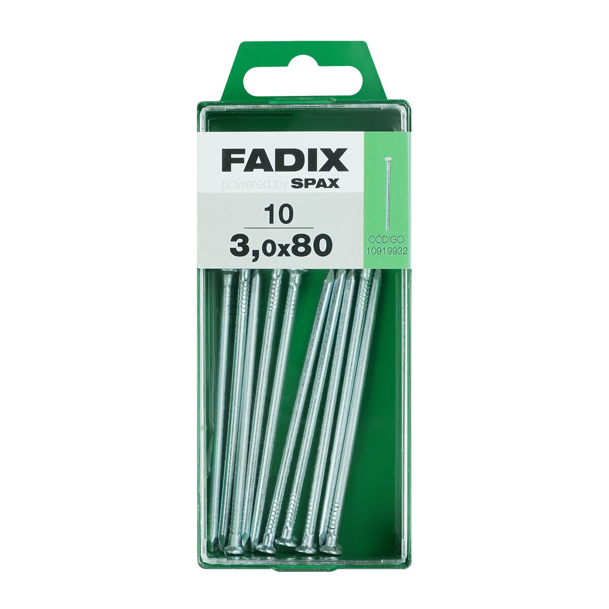FADIX - Clavo Acero Cabeza Plana Ø3 x 80 mm - Caja 10 Uds.