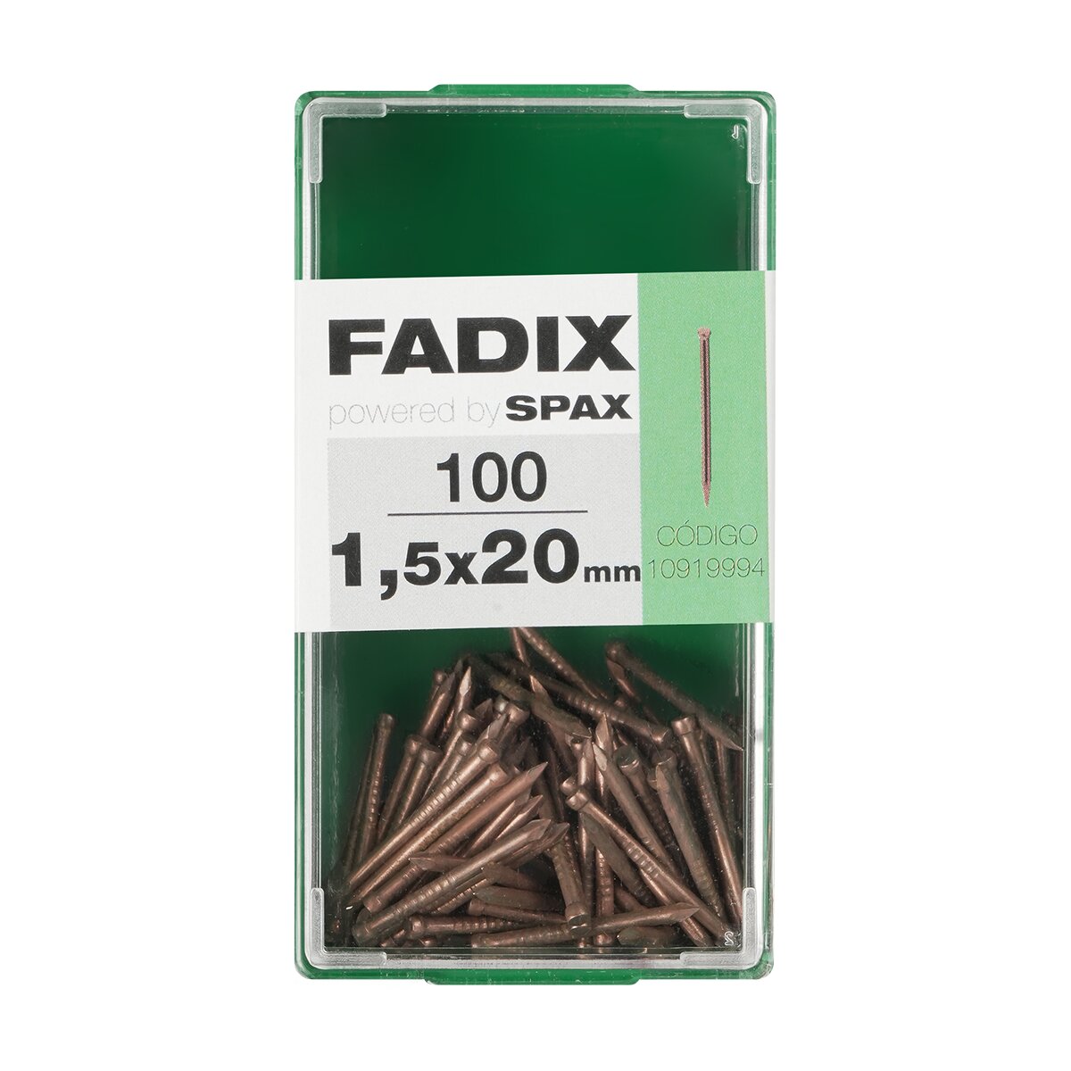 FADIX - Clavo Acero Rodapiés Ø1,5 x 20 mm - Caja 100 Uds.