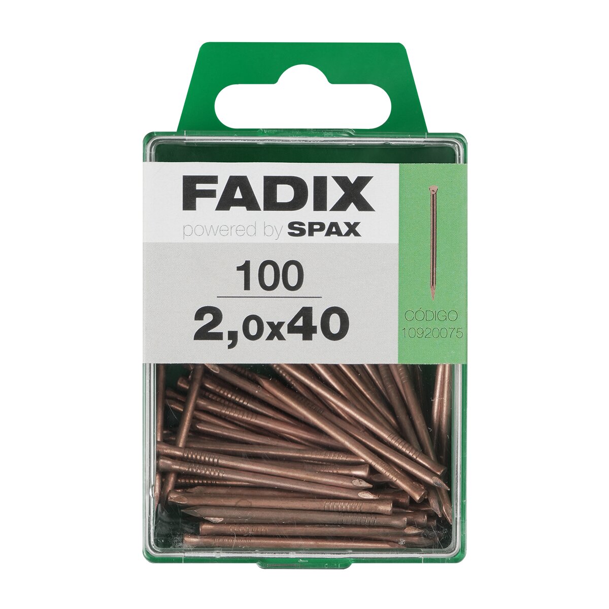 FADIX - Clavo Acero Rodapiés Ø2 x 40 mm - Caja 100 Uds.