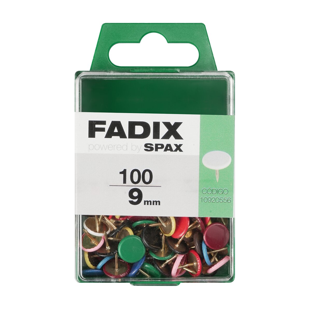 FADIX - Chincheta Plana Colores Surtidos 9 mm - Caja 100 Uds.