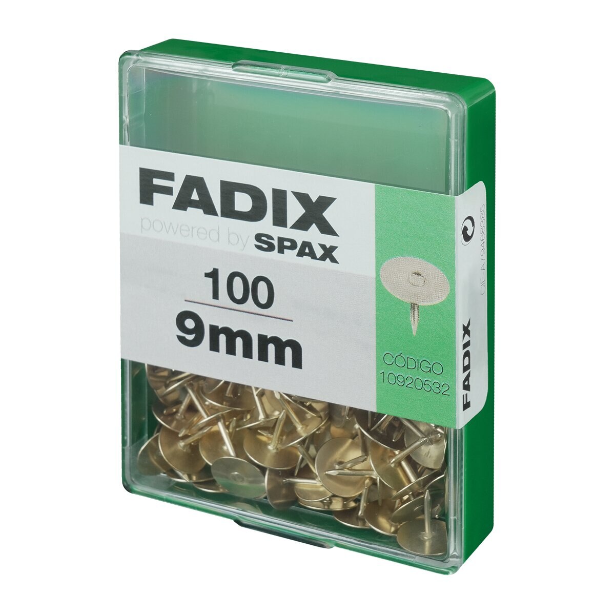 Chincheta Plana Latonada 9 mm - Caja 100 Uds Latón-2