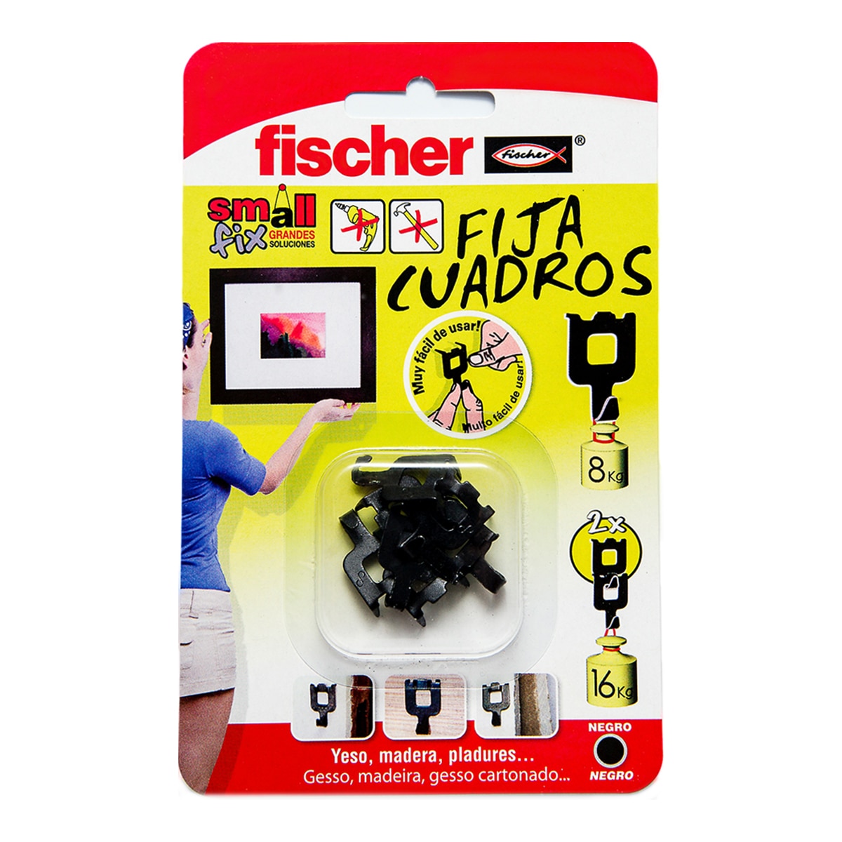 Imagem 0 de Fixador de Quadros - 8 Unid. - Preto