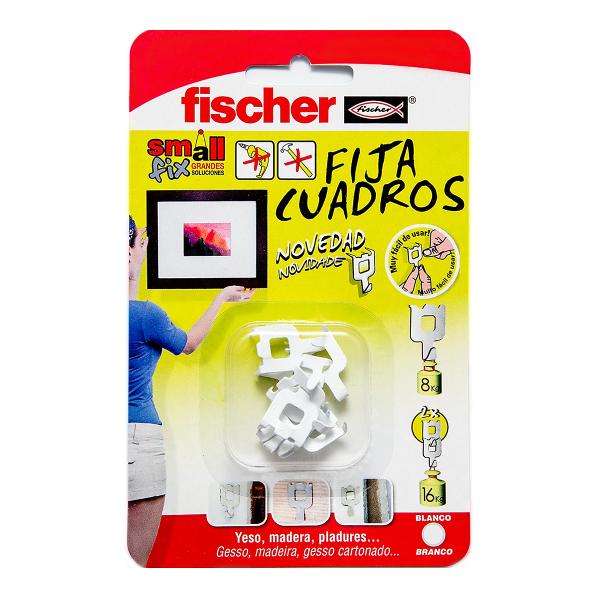 Imagen 0 de Fijacuadros Blanco para cuadros 8 Uds