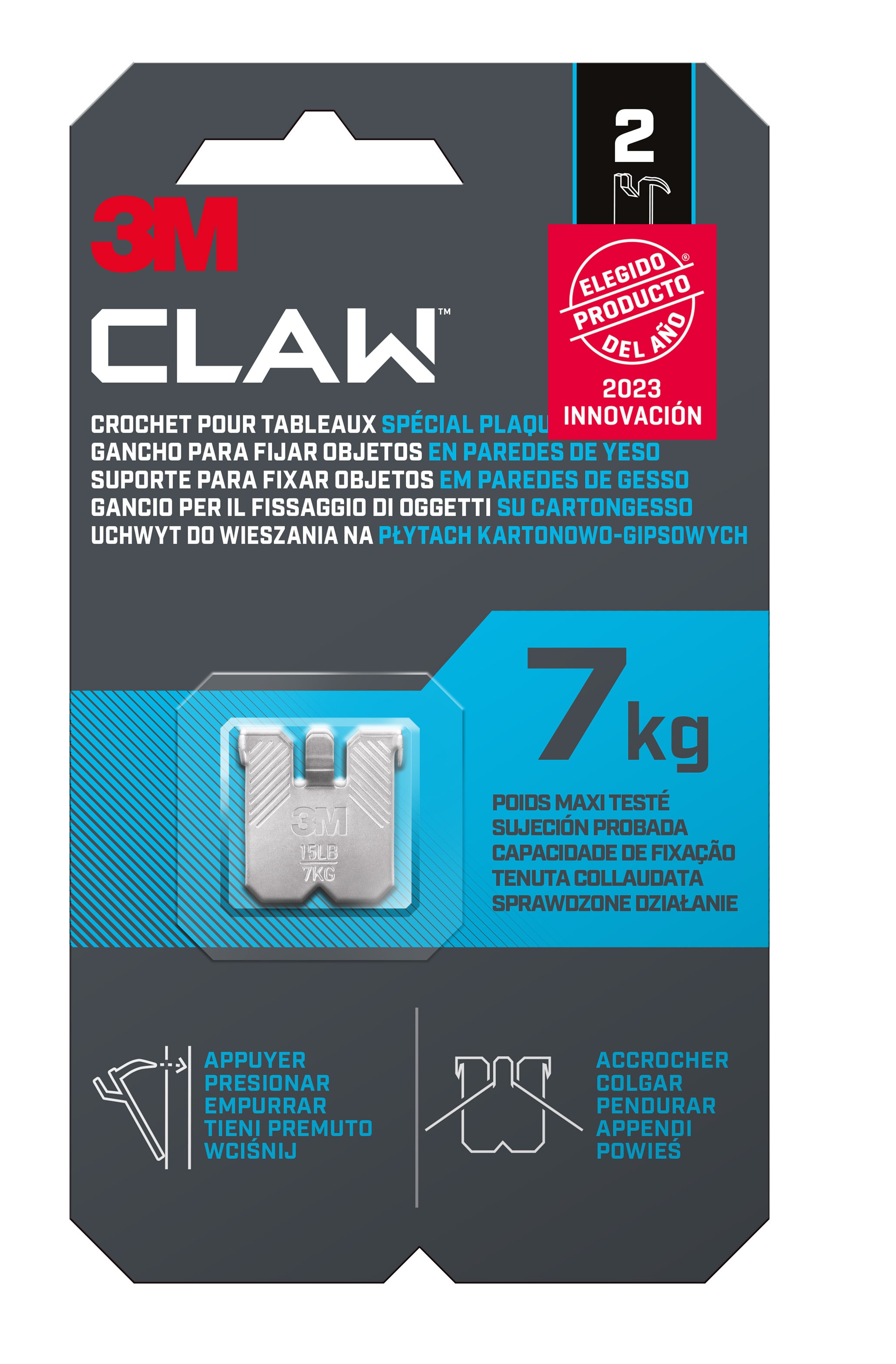 Imagen 0 de Gancho Fijacuadros Paredes Yeso Claw 7 kg - 2 Uds