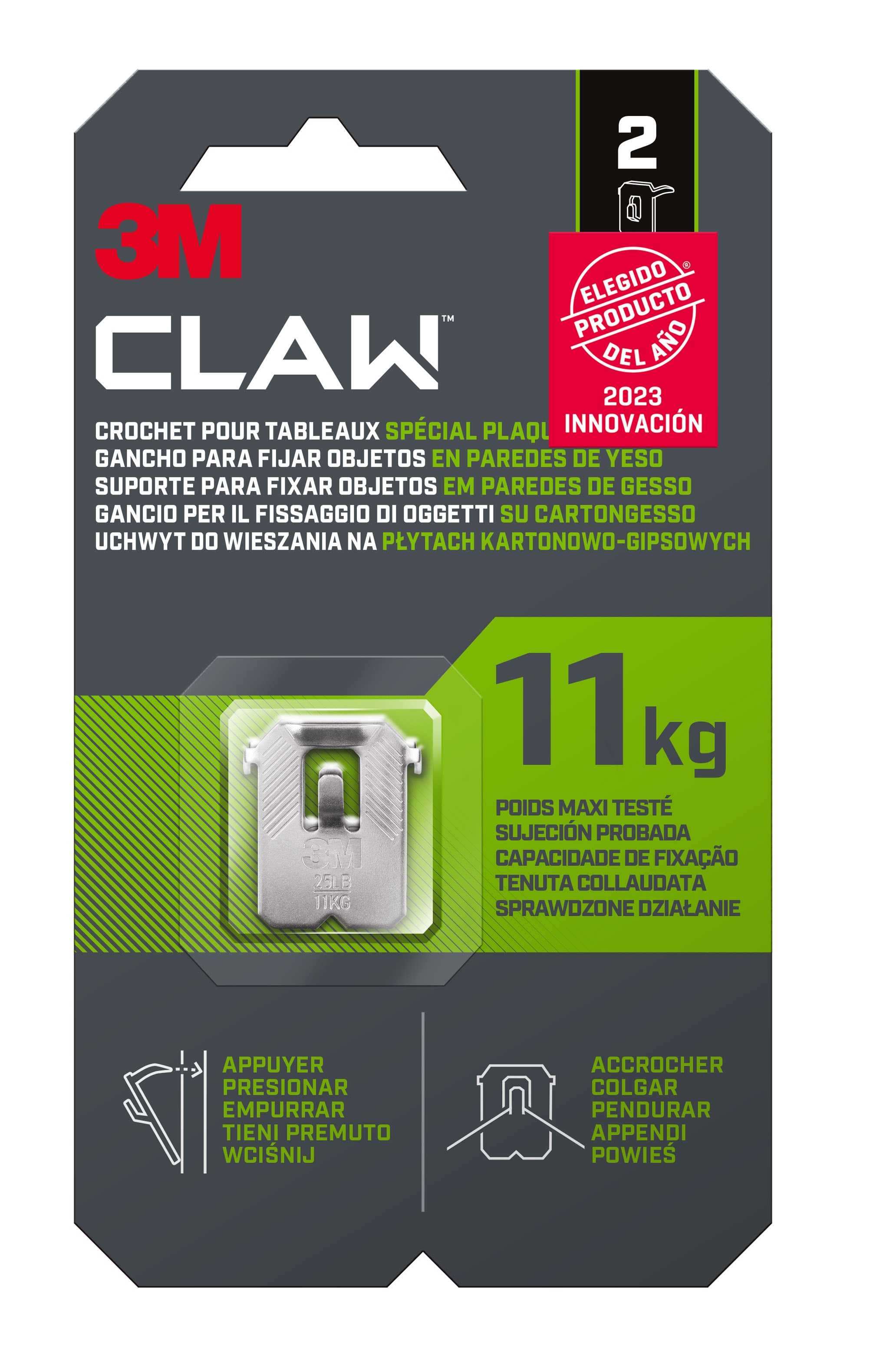 Imagen 0 de Gancho Fijacuadros Paredes Yeso Claw 11 kg - 2 Uds