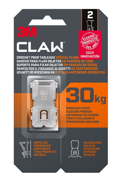 Imagen 0 de Gancho Fijacuadros Paredes Yeso Claw 30 kg - 2 Uds