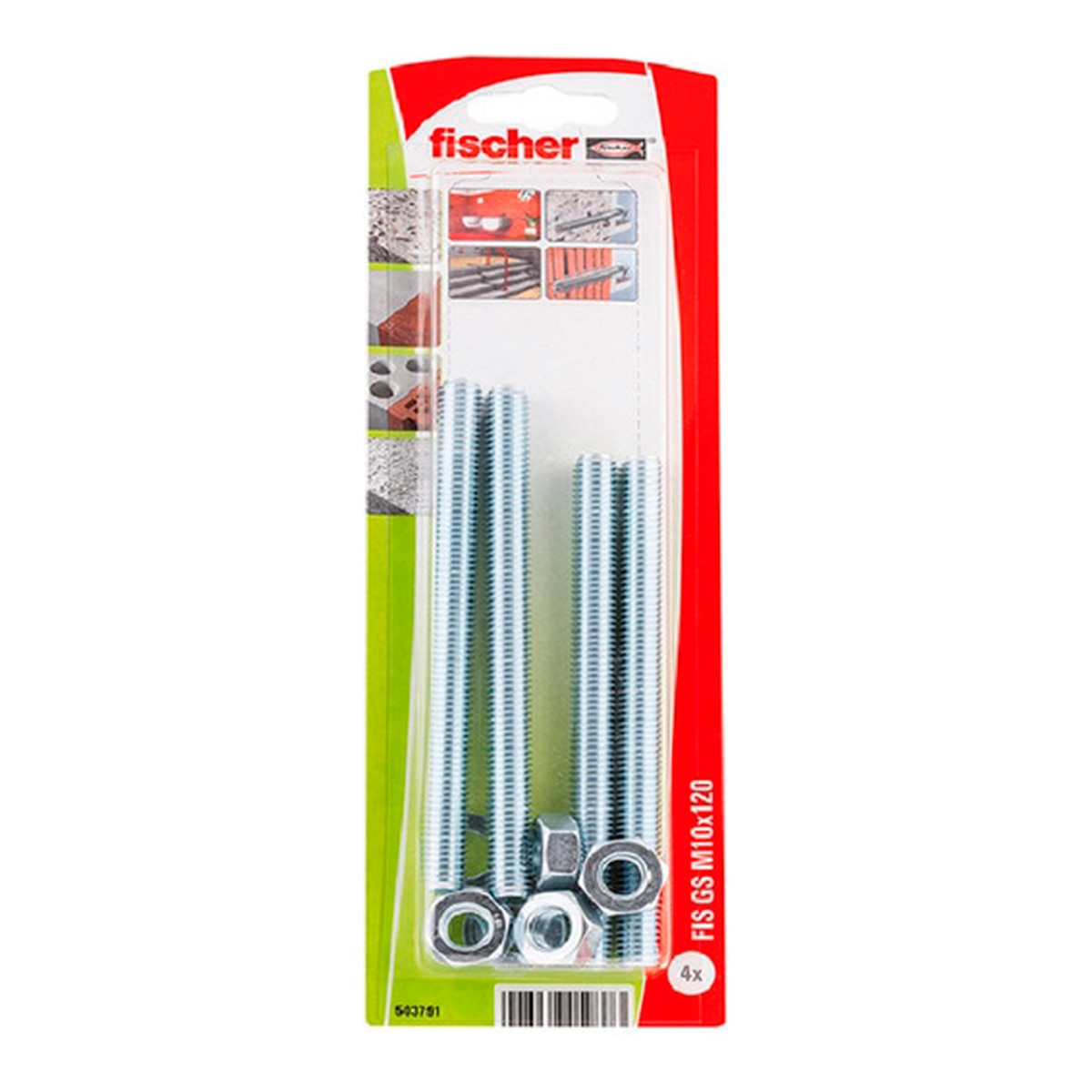 Varillas Roscadas Inyección M10 x 120 mm 4 Uds Acero-2