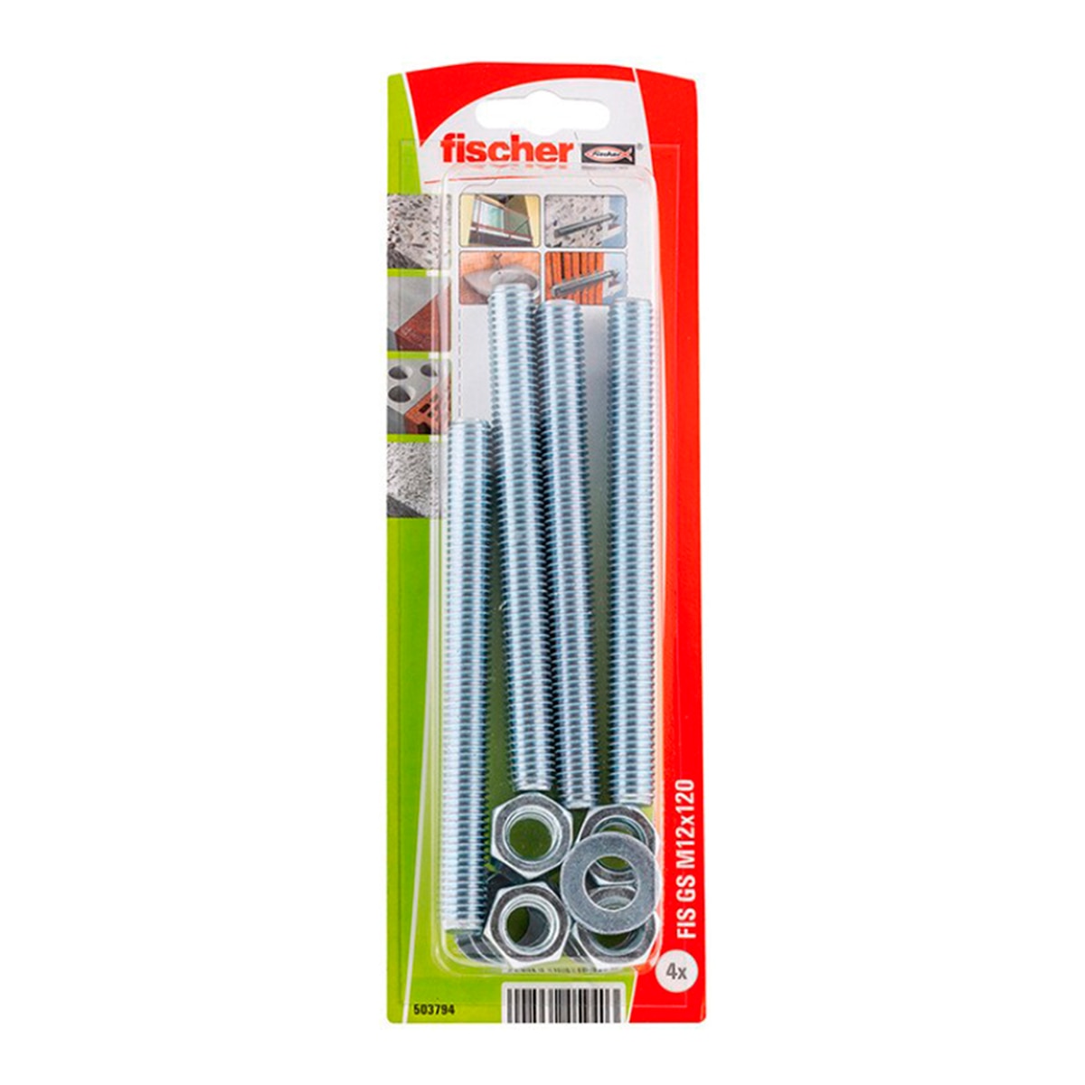 Varillas Roscadas Inyección M12 x 110 mm 4 Uds Acero-2