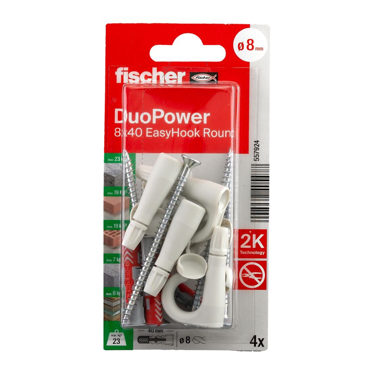 4 Tacos + Hembrilla Abierta Easyhook - Blíster Duopower 8x40 2