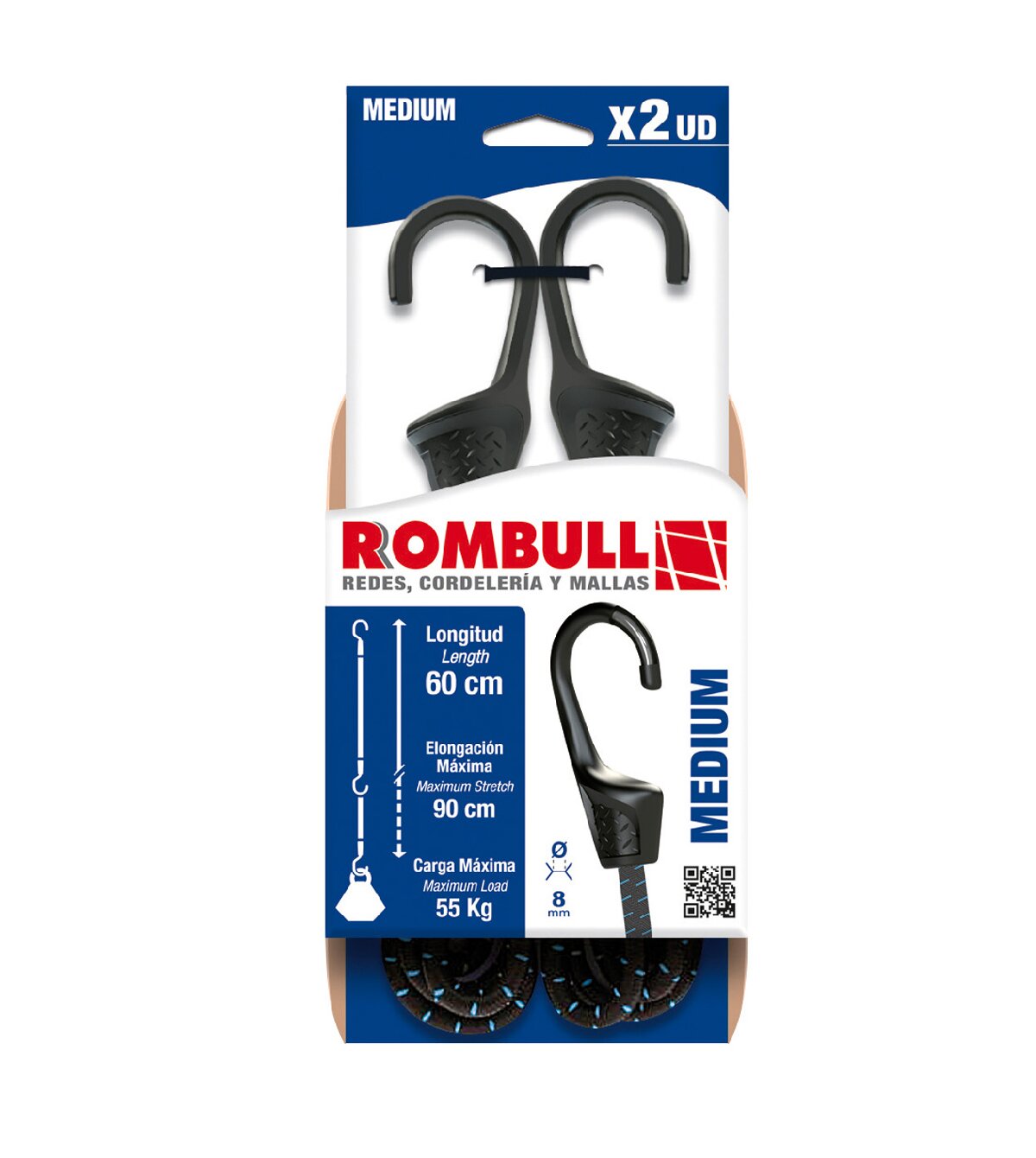 Corda Elástica Medium - 60 cm Preto / Azul-2