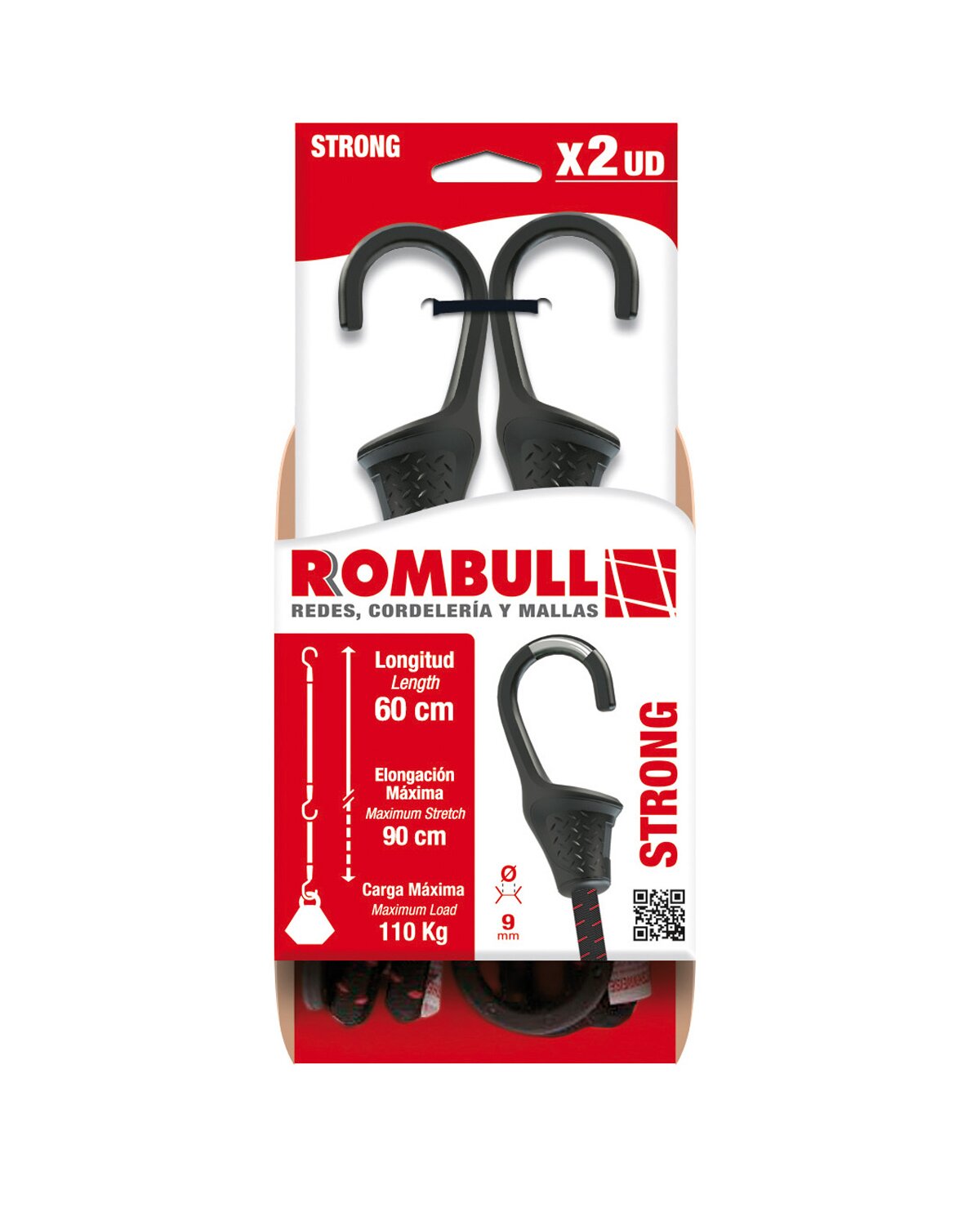 Pulpo Elástico Strong 60 cm Negro / Rojo-2