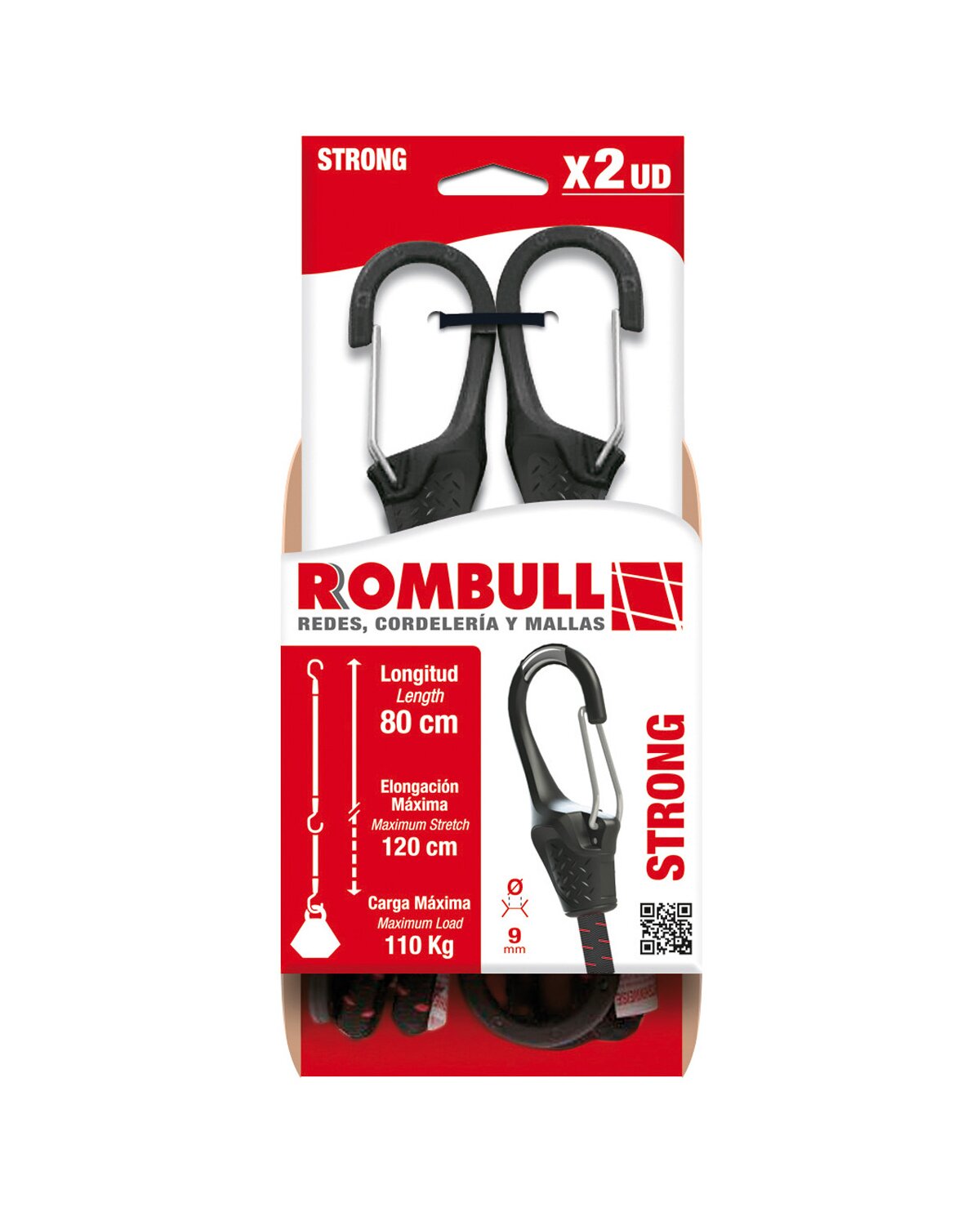 Corda Elástica Strong - 80 cm Preto / Vermelho-2