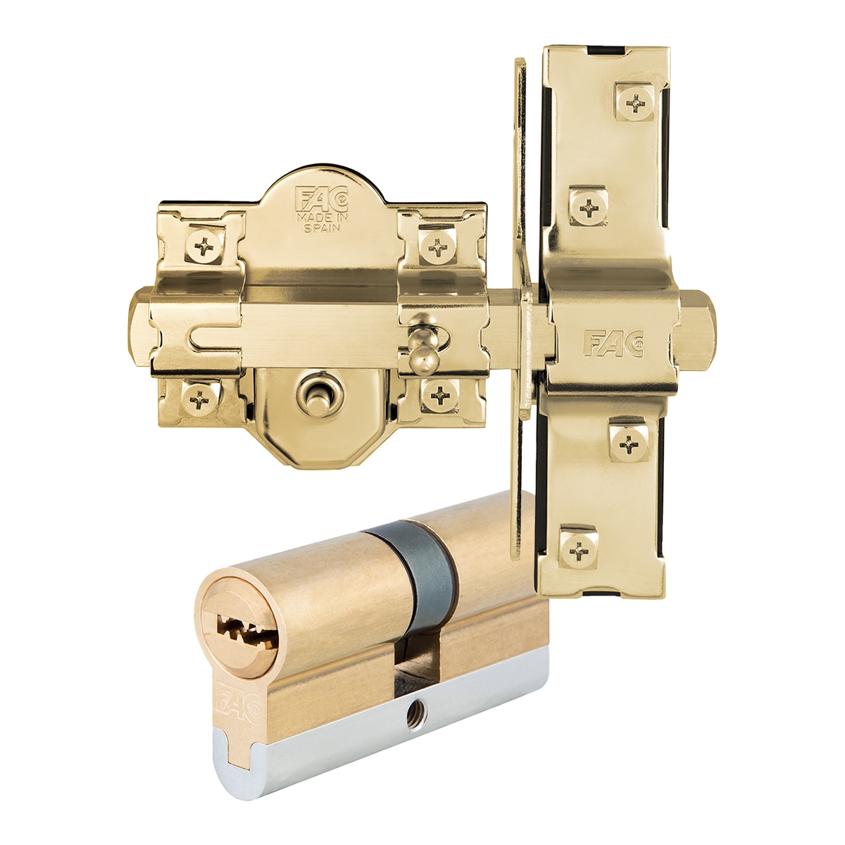 FAC - Pack Cilindro + Cerrojo Latonados.