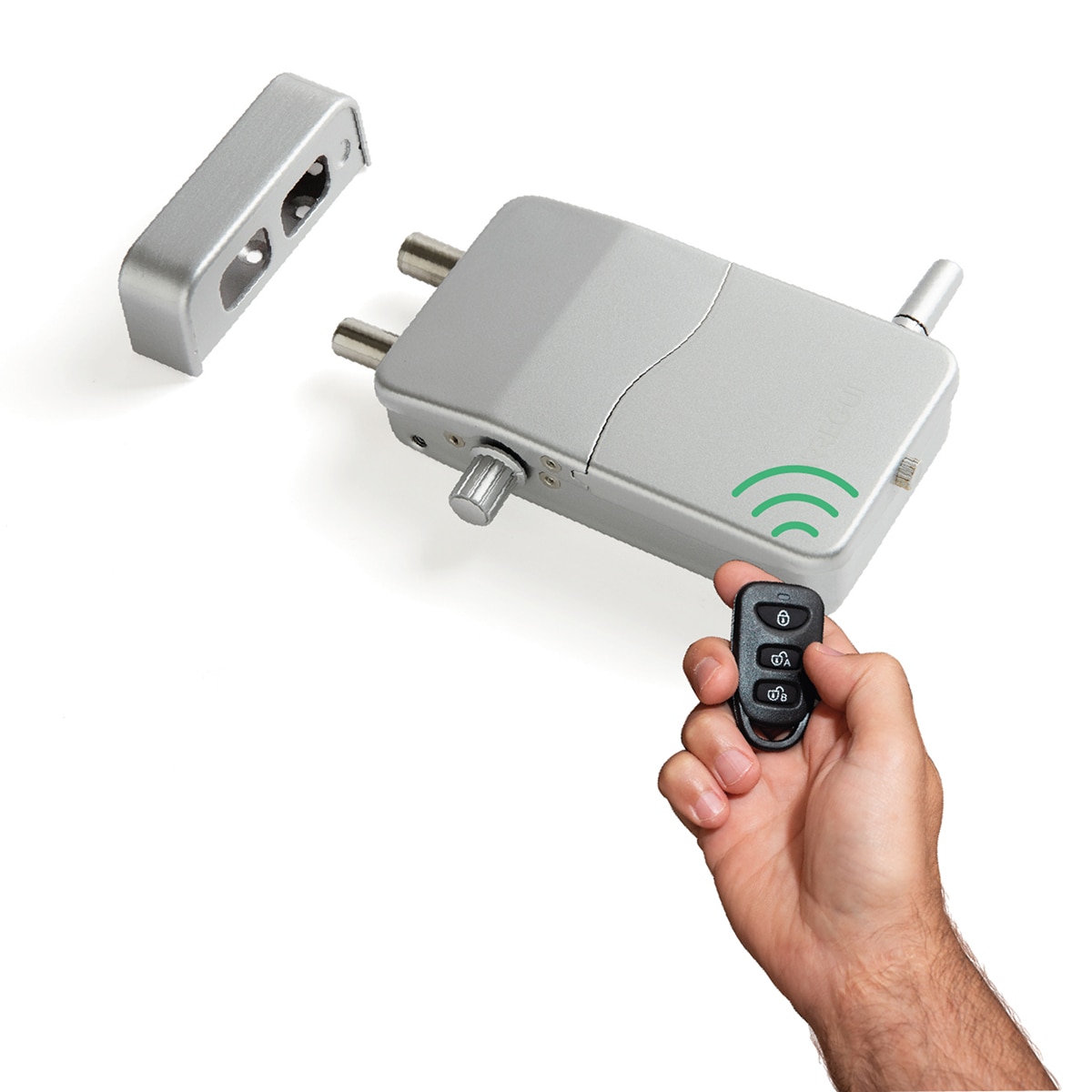Cerradura Invisible con Alarma y Mando a Distancia Plateado-3