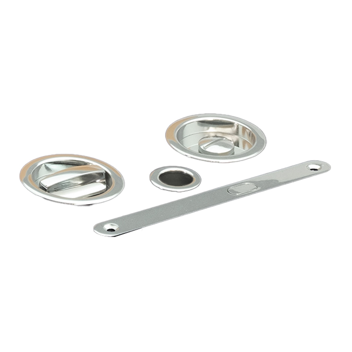 Kit Puertas Correderas Embutir Redondo  56 Ø - 160 x 17 mm Cromo brillo-1