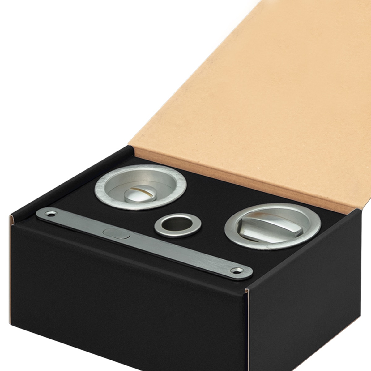 Kit Puertas Correderas Embutir Redondo  56 Ø - 160 x 17 mm Cromo satinado-2