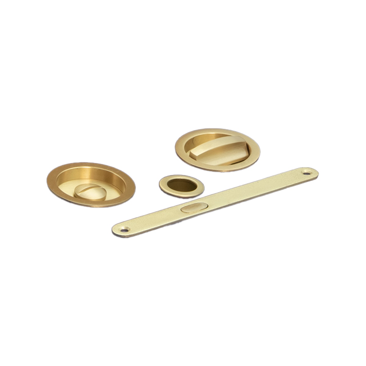 Kit Puertas Correderas Embutir Redondo  56 Ø - 160 x 17 mm Latón mate-1
