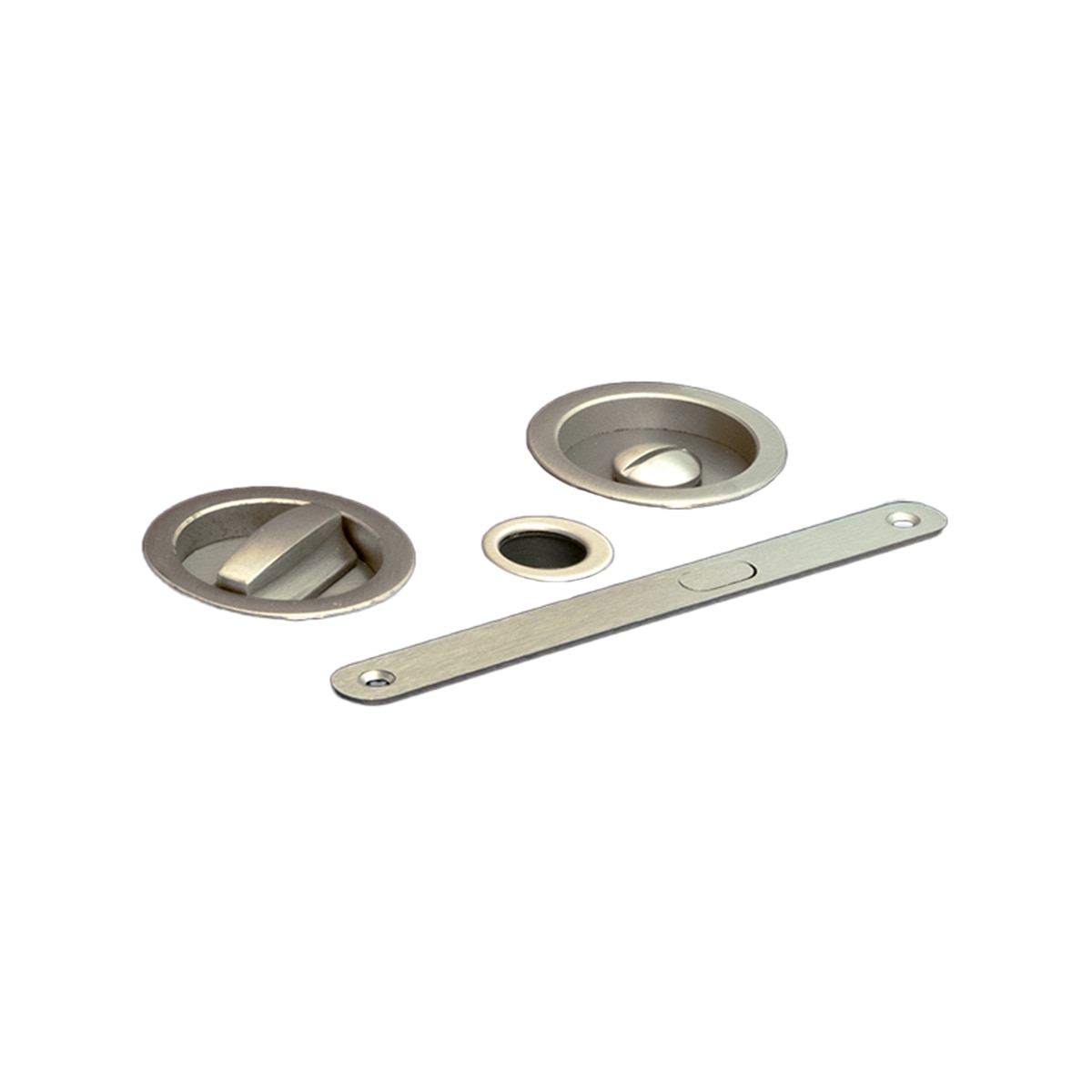 Kit Puertas Correderas Embutir Redondo 56 Ø - 160 x 17 mm Níquel Mate-1