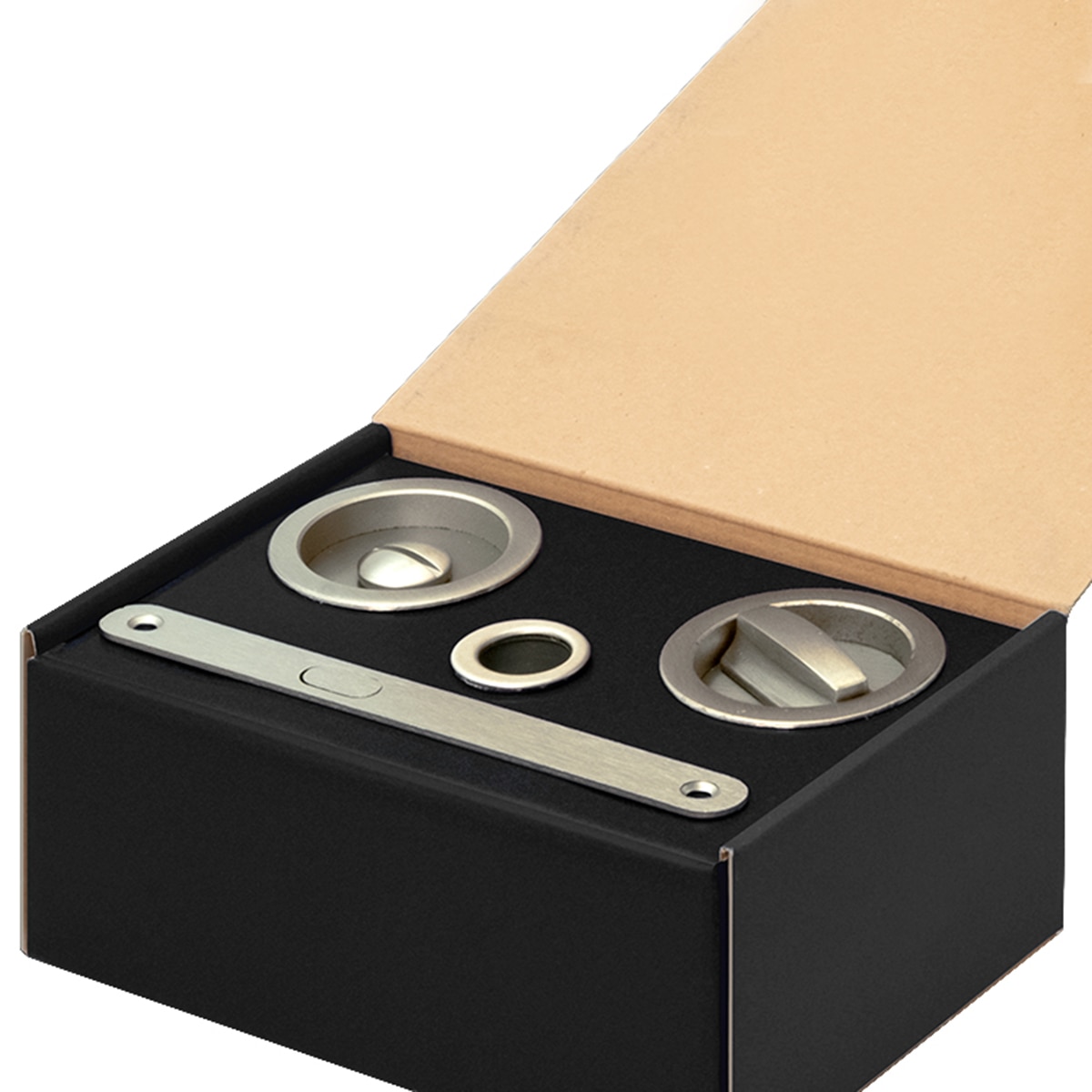 Kit Puertas Correderas Embutir Redondo 56 Ø - 160 x 17 mm Níquel Mate-2