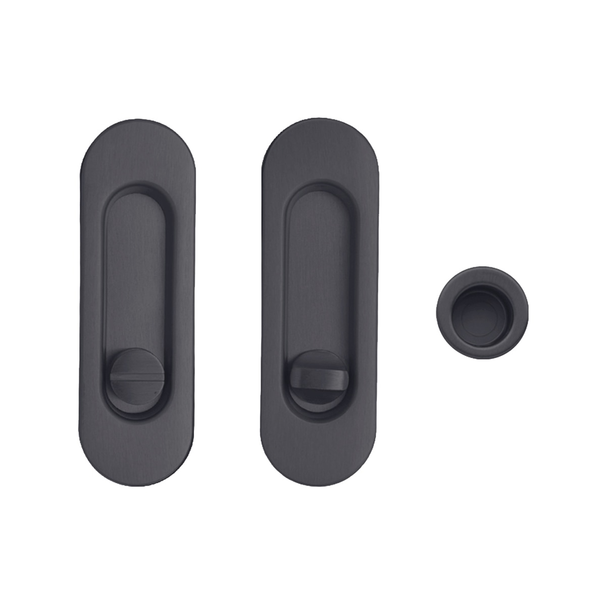 Kit Puertas Correderas Embutir Ovalado  125 x 21 mm - 160 x 65mm Antracita-1
