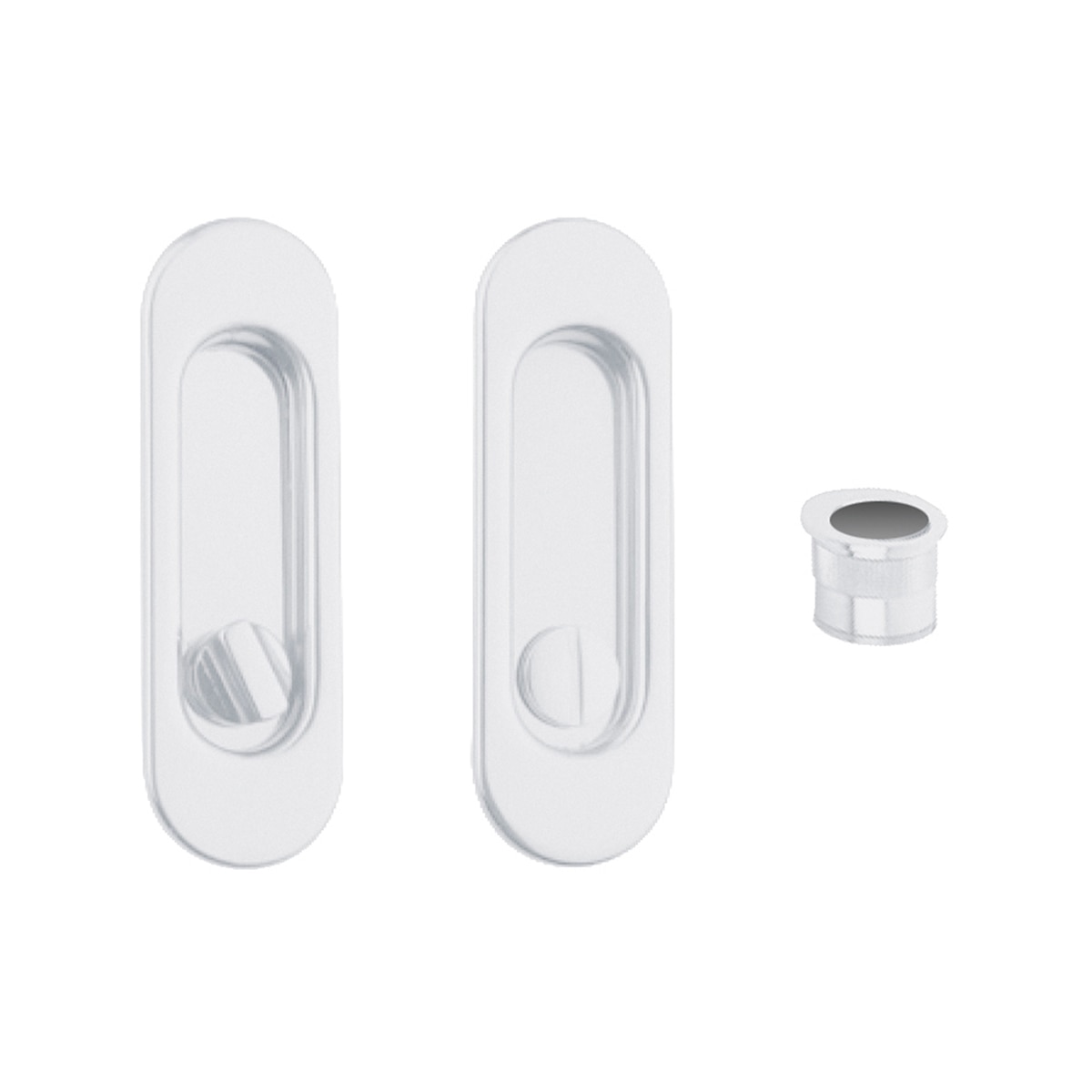 Kit Puertas Correderas Embutir Ovalado  125 x 21 mm - 160 x 65mm Blanco-1