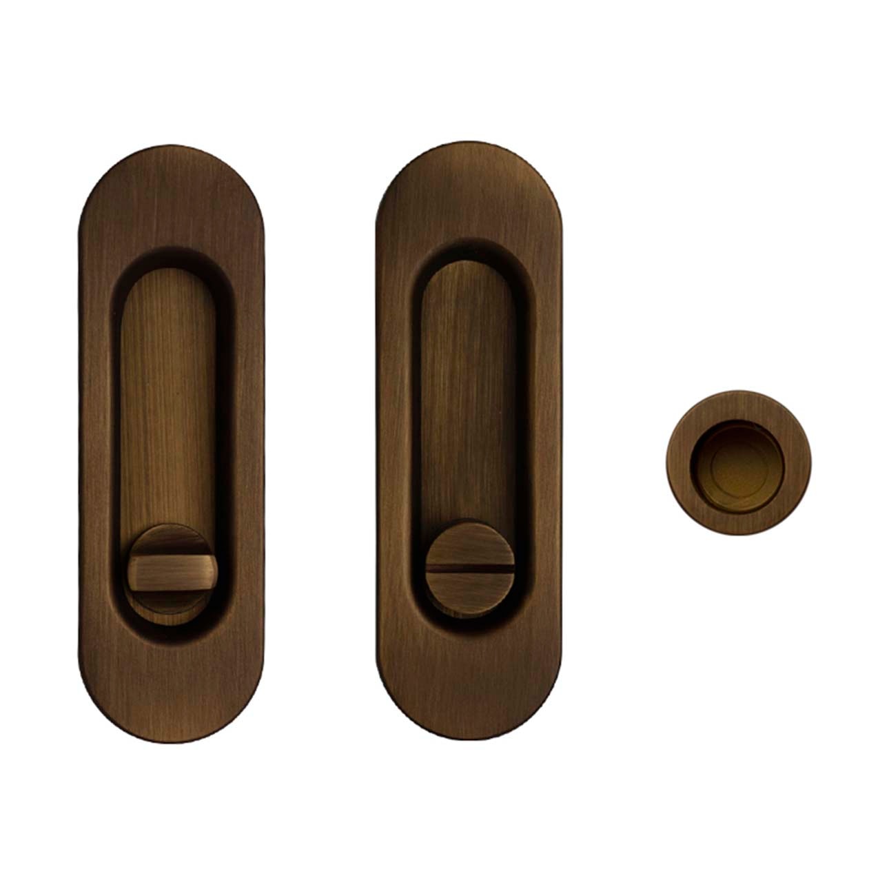 Kit Puertas Correderas Embutir Ovalado  125 x 21 mm - 160 x 65mm Cuero Inglés-1