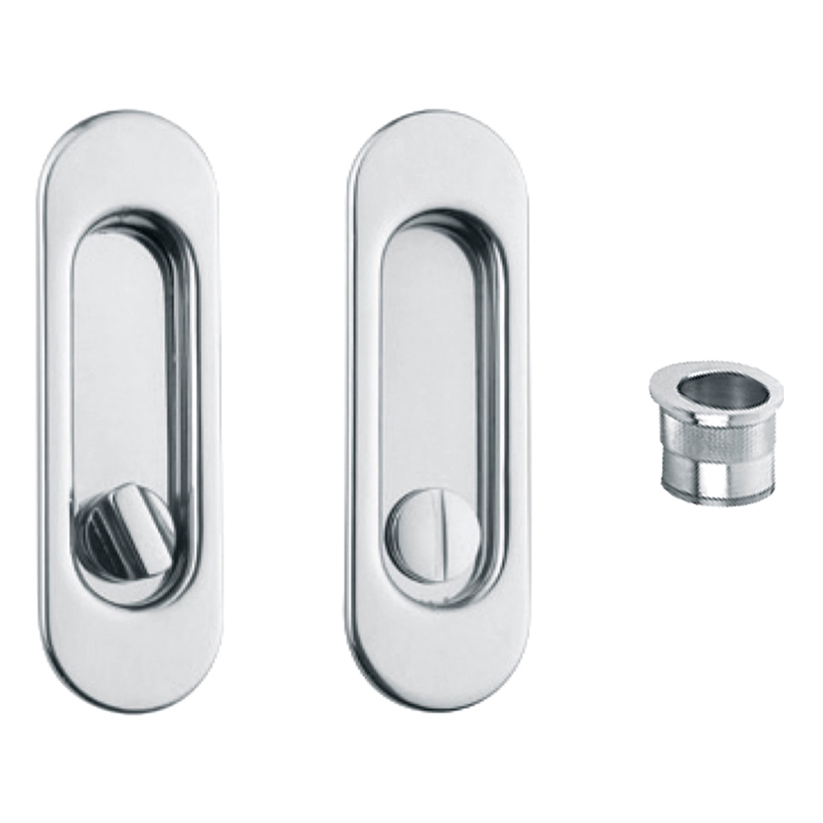 Kit Puertas Correderas Embutir Ovalado  125 x 21 mm - 160 x 65mm Cromo brillo-1
