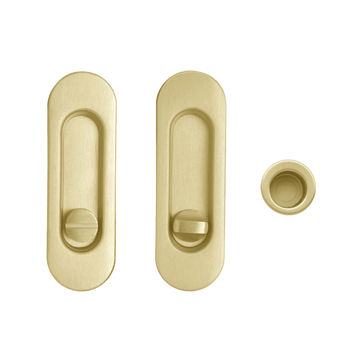 Kit Puertas Correderas Embutir Ovalado  125 x 21 mm - 160 x 65mm Latón mate-1