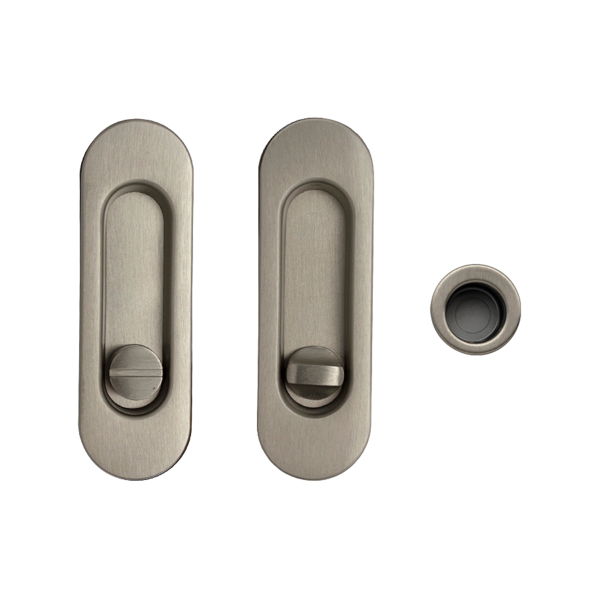 Kit Puertas Correderas Embutir Ovalado  125 x 21 mm - 160 x 65mm Níquel Mate-1