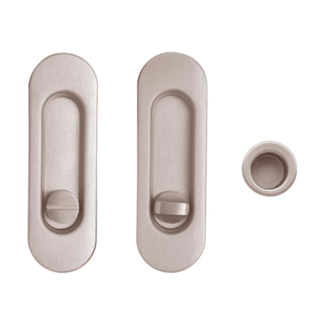 Kit Puertas Correderas Embutir Ovalado  125 x 21 mm - 160 x 65mm Níquel mate opaco-1