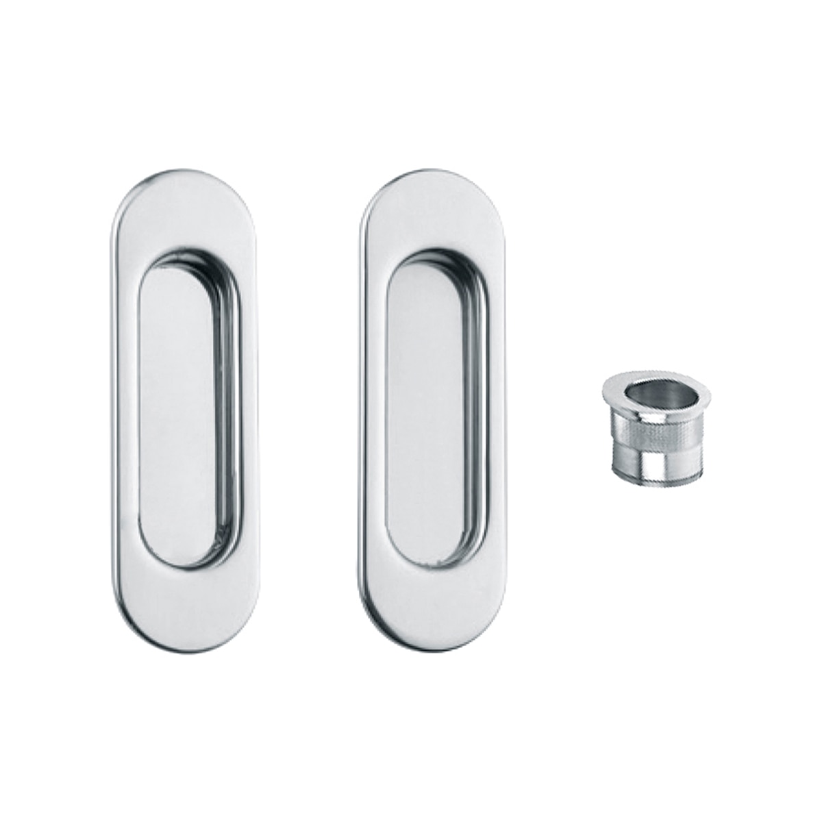 Kit Puertas Correderas Embutir Ovalado  30 Ø - 125 x 21 mm Cromo brillo-1