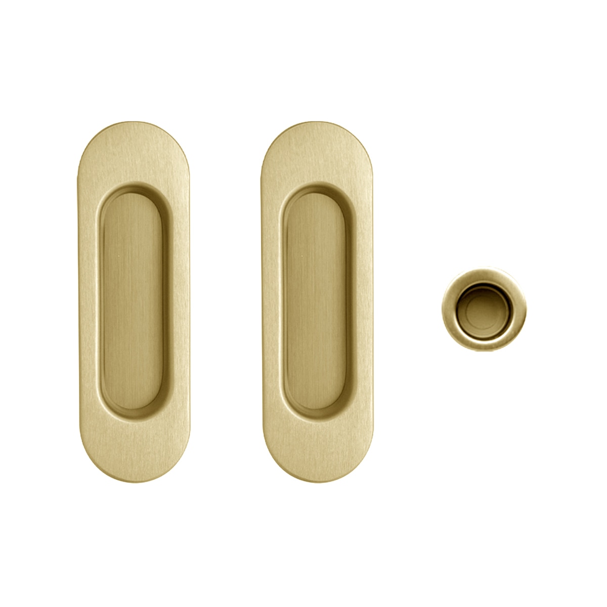 Kit Puertas Correderas Embutir Ovalado 30 Ø - 125 x 21 mm Latón mate-1