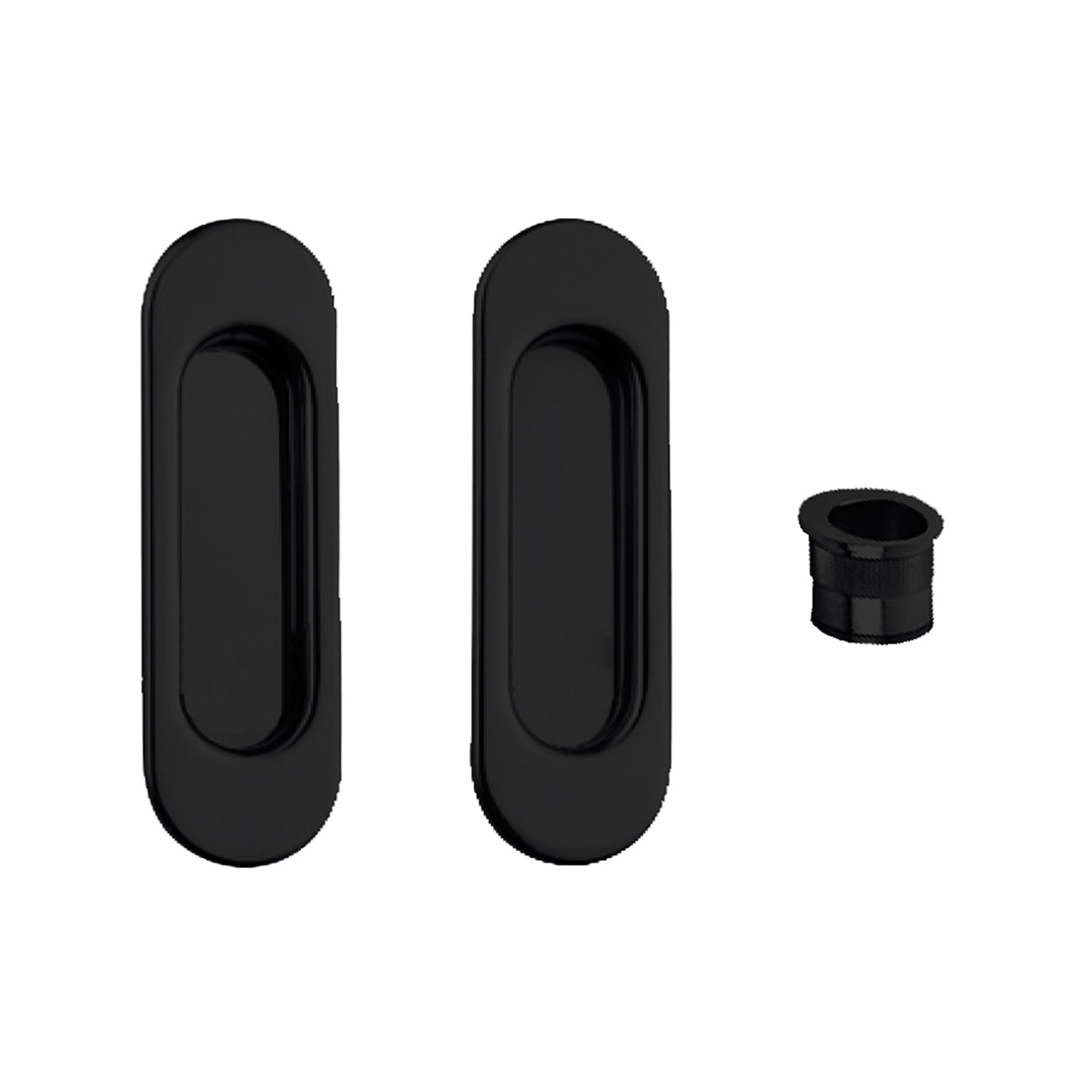 Kit Puertas Correderas Embutir Ovalado  30 Ø - 125 x 21 mm Negro-1