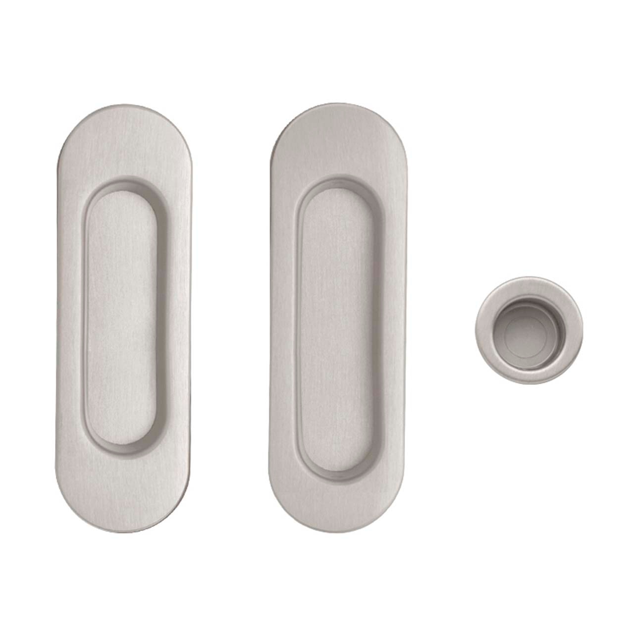 Kit Puertas Correderas Embutir Ovalado  30 Ø - 125 x 21 mm Níquel mate opaco-1