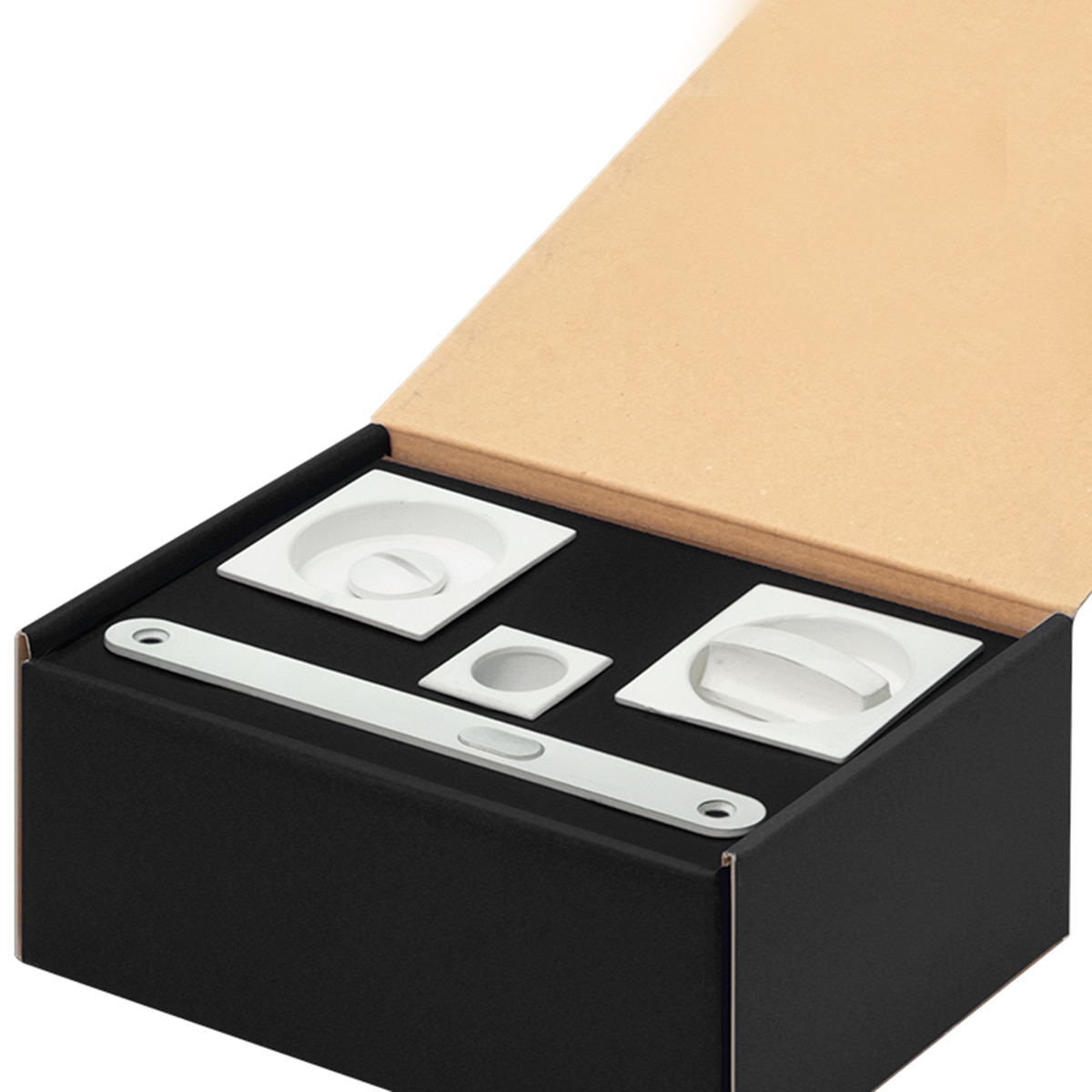 Kit Puertas Correderas Embutir Cuadrado  56 x 56 mm - 160 x 17 mm Blanco-2