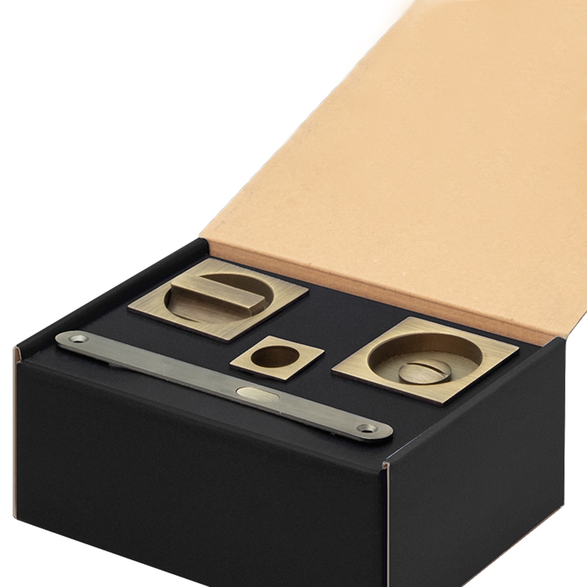 Kit Puertas Correderas Embutir Cuadrado  56 x 56 mm - 160 x 17 mm Cuero Inglés-2