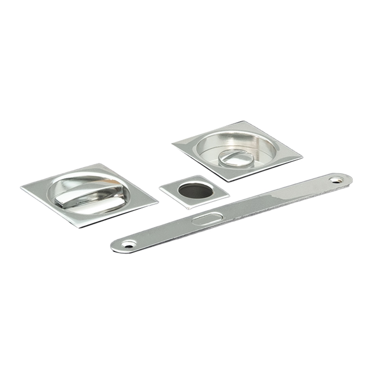 Kit Puertas Correderas Embutir Cuadrado  56 x 56 mm - 160 x 17 mm Cromo brillo-1