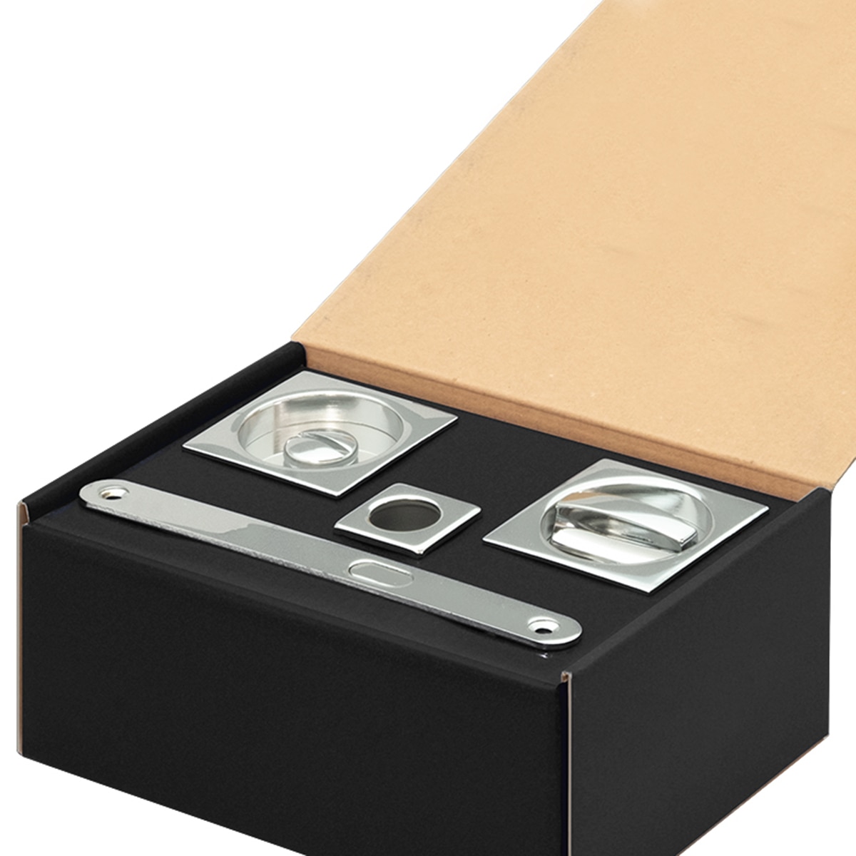 Kit Puertas Correderas Embutir Cuadrado  56 x 56 mm - 160 x 17 mm Cromo brillo-2