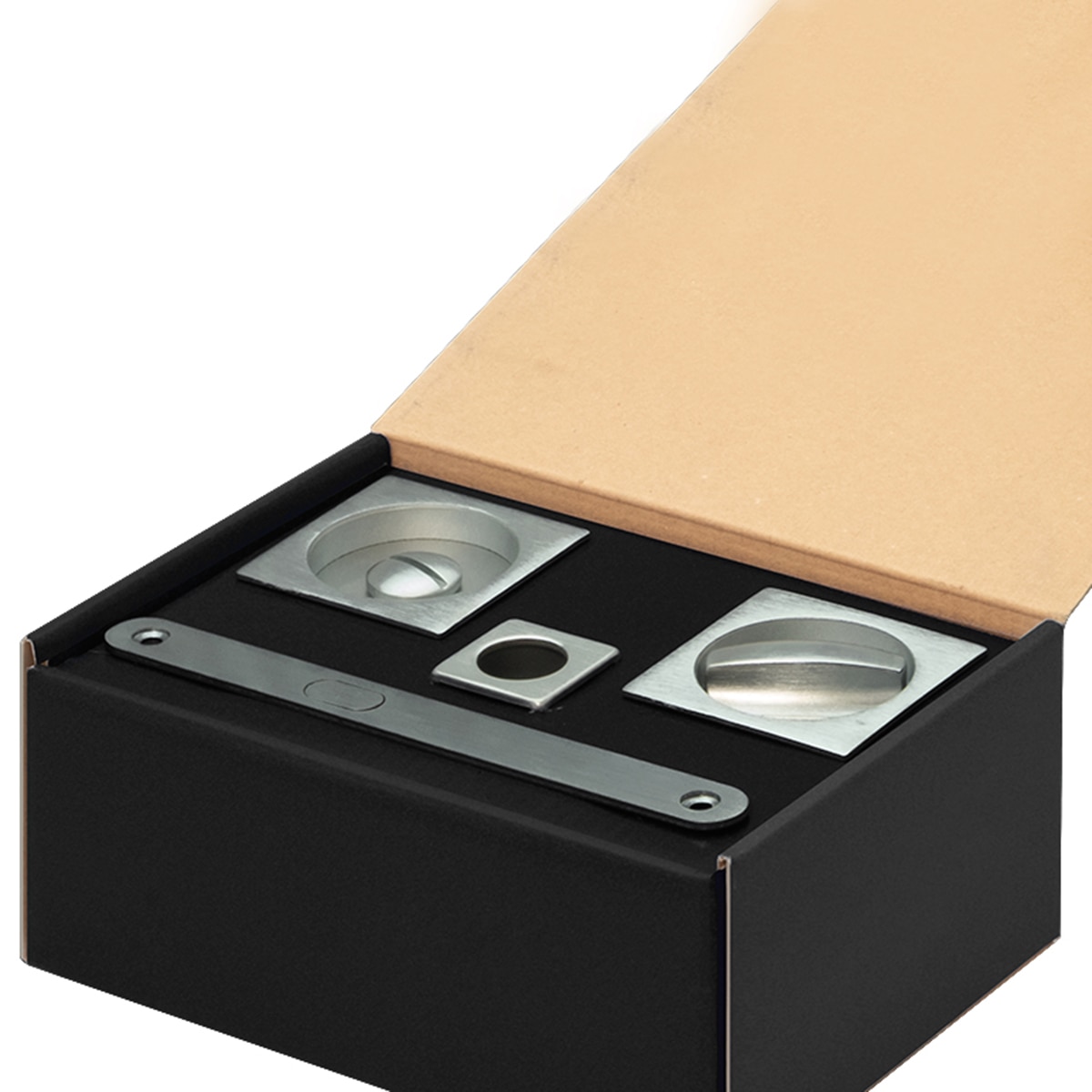 Kit Puertas Correderas Embutir Cuadrado  56 x 56 mm - 160 x 17 mm Cromo satinado-2