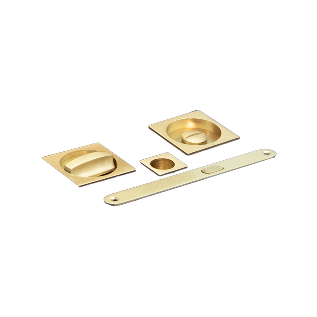 Kit Puertas Correderas Embutir Cuadrado  56 x 56 mm - 160 x 17 mm Latón mate-1