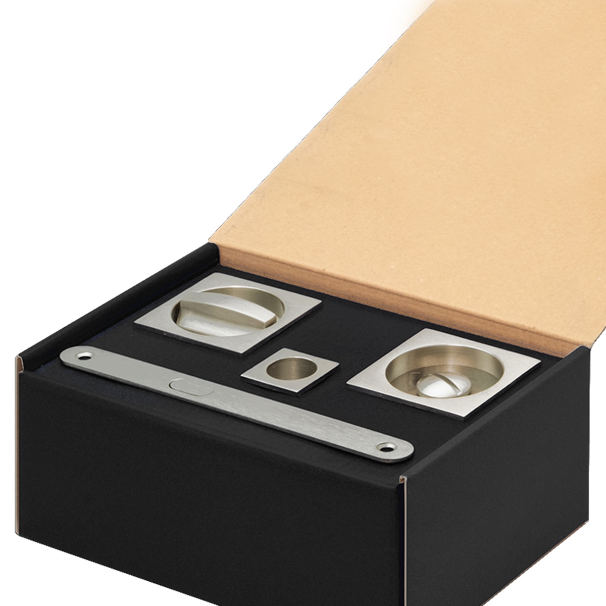 Kit Puertas Correderas Embutir Cuadrado  56 x 56 mm - 160 x 17 mm Níquel Mate-2