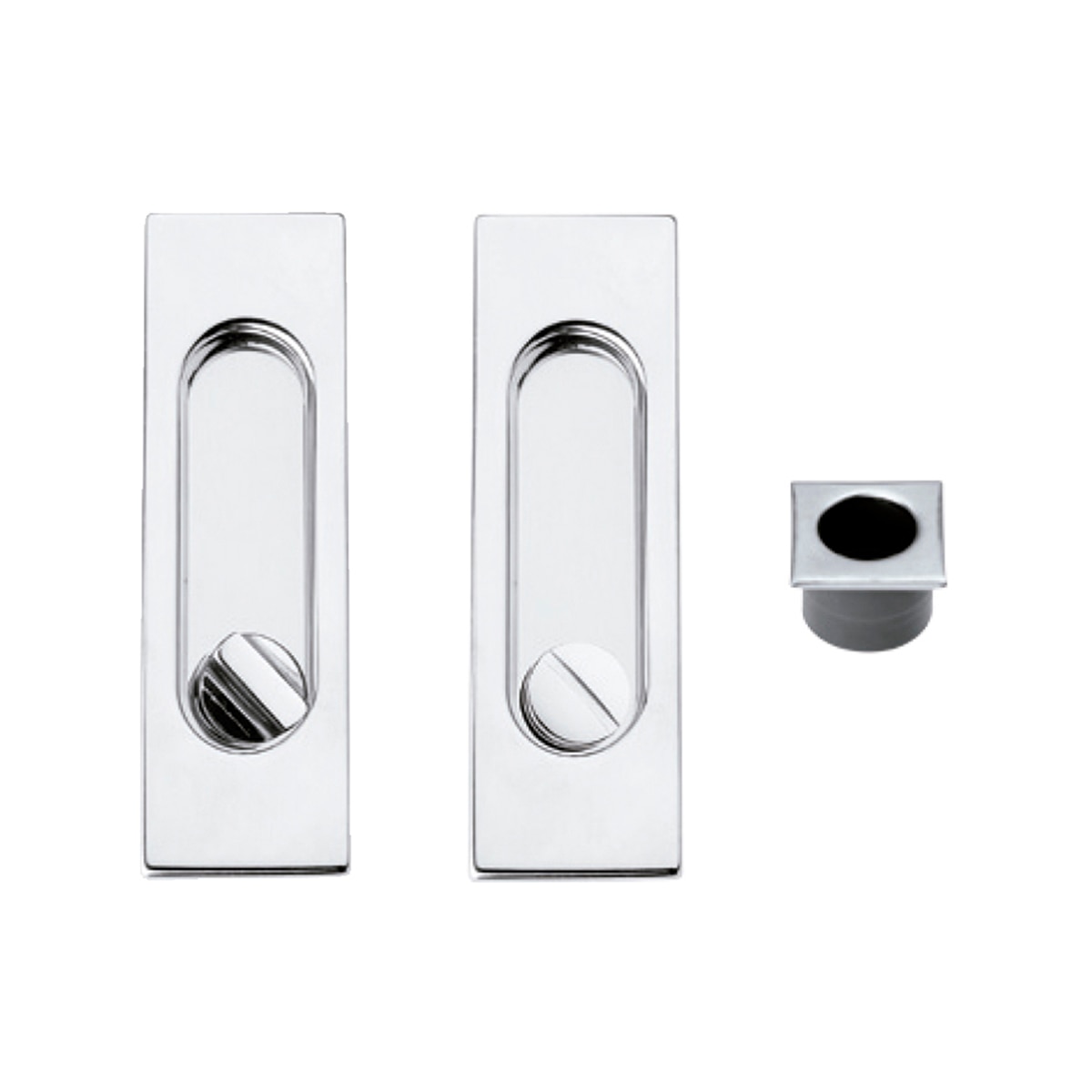 Kit Puertas Correderas Embutir Rectangular  125 x 21 mm - 160 x 65 mm Cromo brillo-1