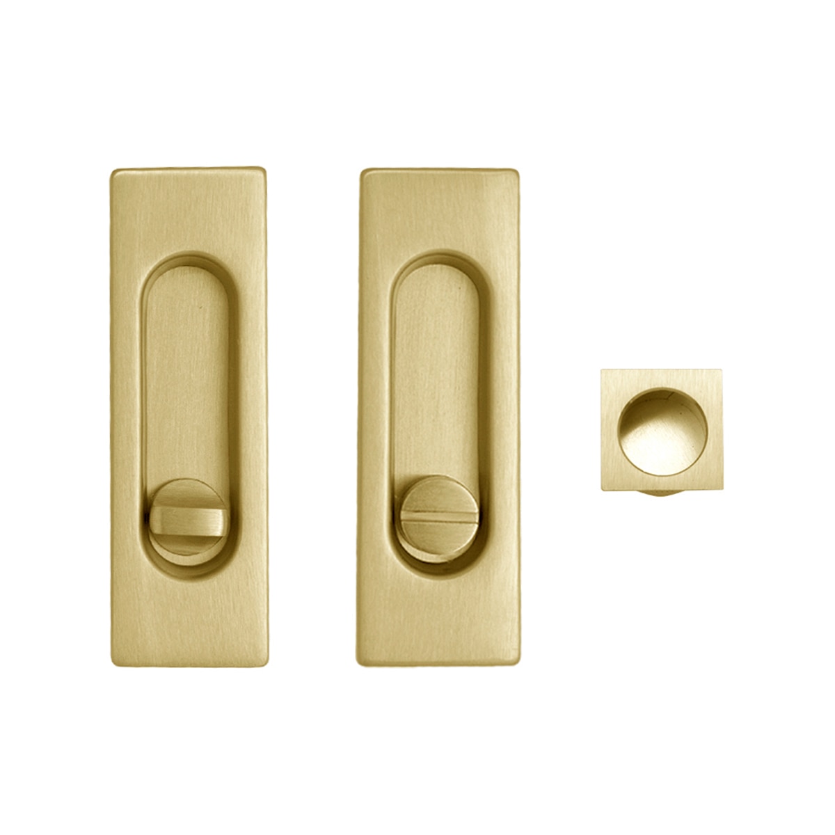 Kit Puertas Correderas Embutir Rectangular  125 x 21 mm - 160 x 65 mm Latón mate-1
