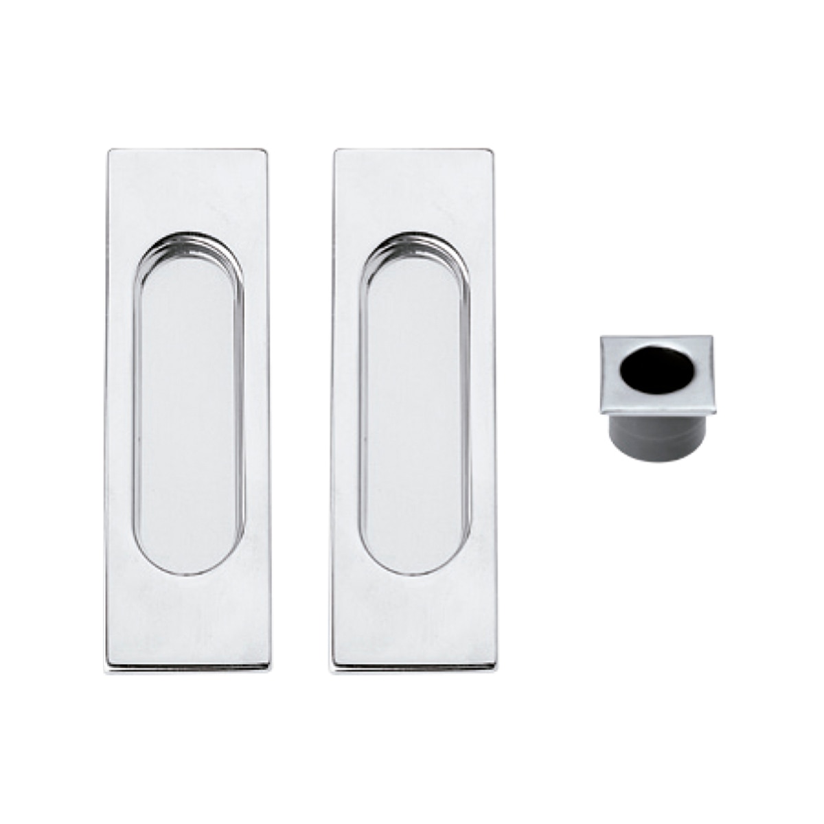 Kit Puertas Correderas Embutir Rectangular 30 Ø - 125 x 21 mm Cromo brillo-1