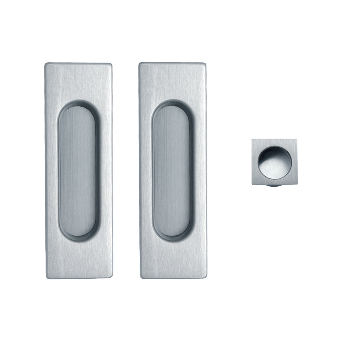 Kit Puertas Correderas Embutir Rectangular  30 Ø - 125 x 21 mm Cromo satinado-1