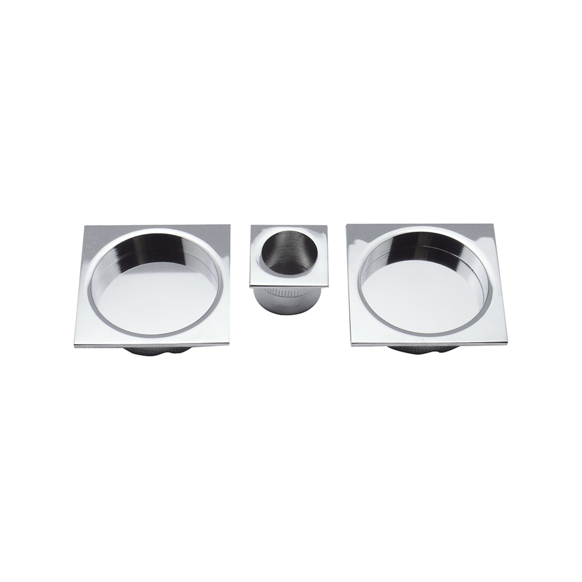 Kit Puertas Correderas Embutir Cuadrado 30 Ø - 56 x 56 mm Cromo brillo-1