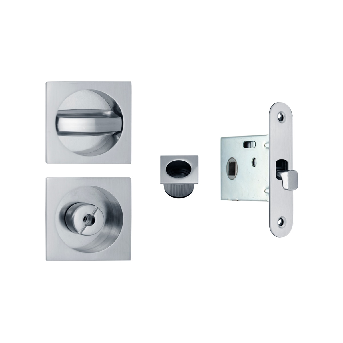 Kit Puertas Correderas Embutir Cuadrado  56 x 56 mm - 85 x 17 mm Cromo satinado-1