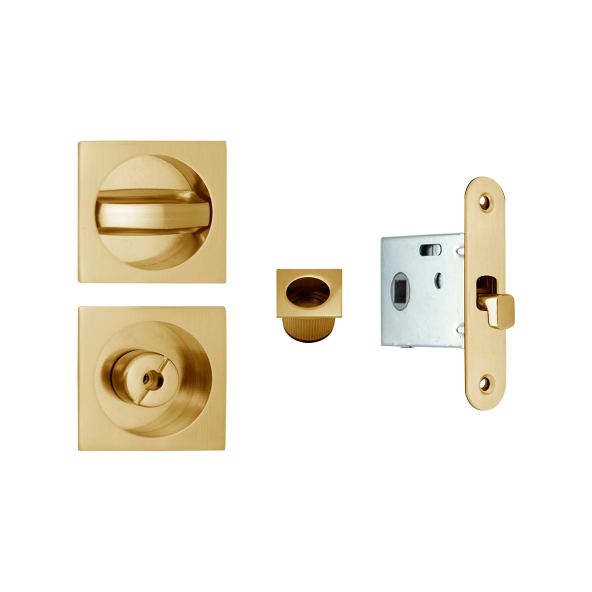 Kit Puertas Correderas Embutir Cuadrado  56 x 56 mm - 85 x 17 mm Latón mate-1