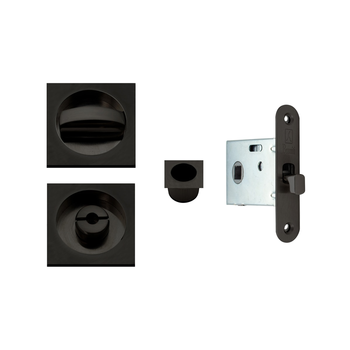 Kit Puertas Correderas Embutir Cuadrado  56 x 56 mm - 85 x 17 mm Negro-1
