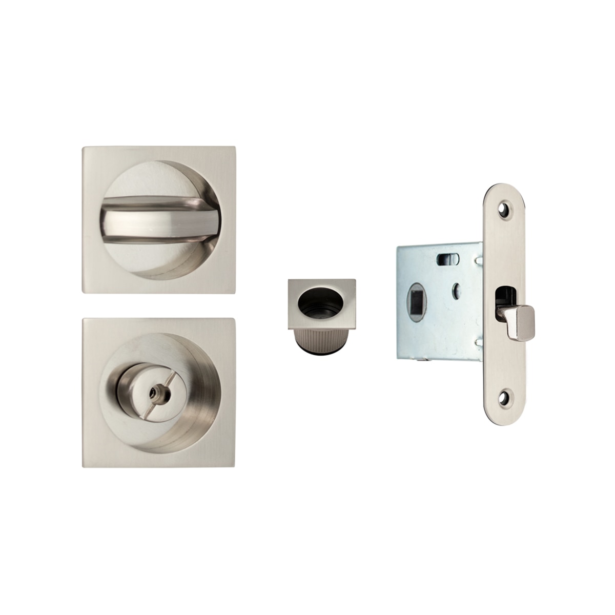 Kit Puertas Correderas Embutir Cuadrado  56 x 56 mm - 85 x 17 mm Níquel Mate-1